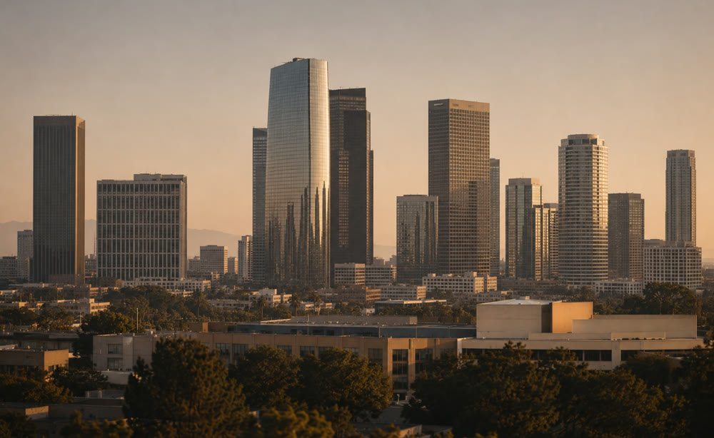 Los Angeles skyline at dusk